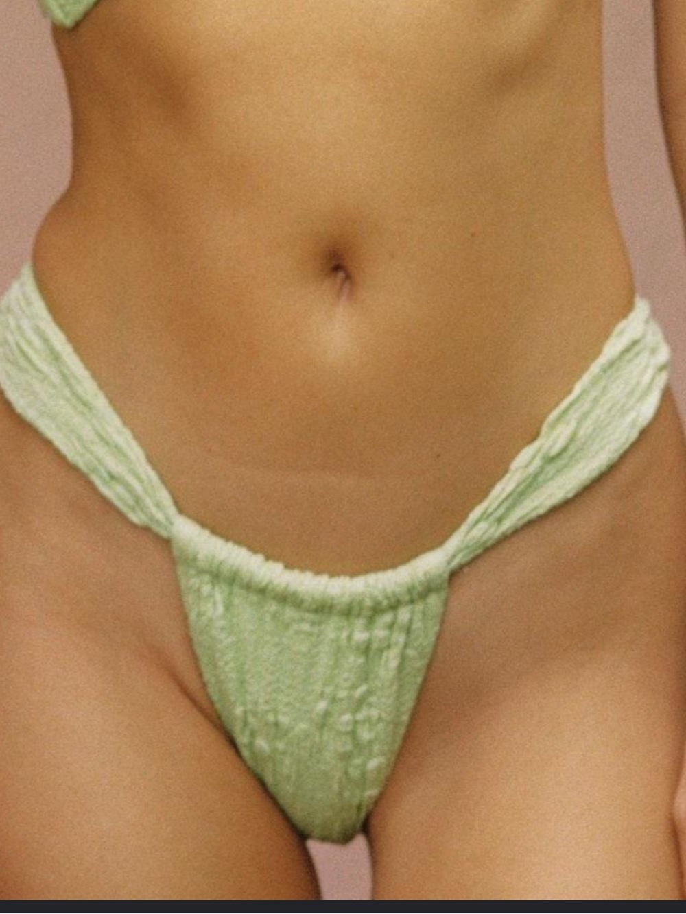 Montce Light Green Textured Ring Bikini bottom